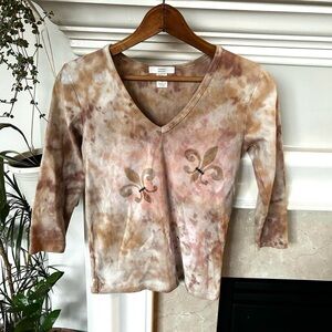 90’s Bejeweled Brown Tie Dye Cropped Tee